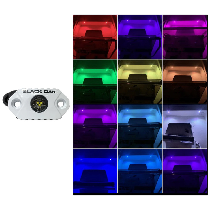 Black Oak Rock Accent Light - RGB - White Housing