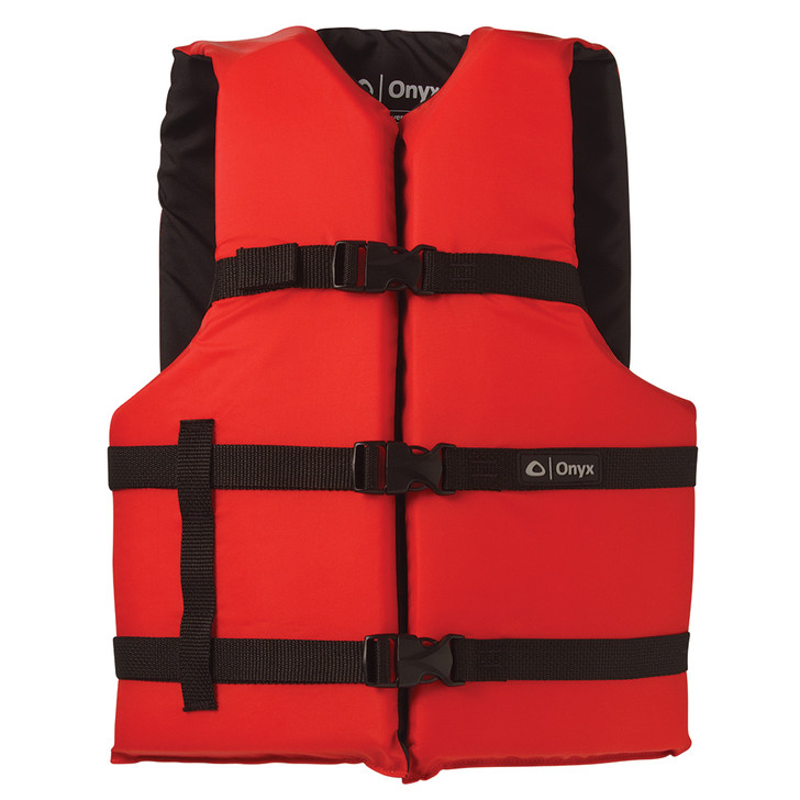 Onyx Nylon General Purpose Life Jacket - Adult Universal - Red