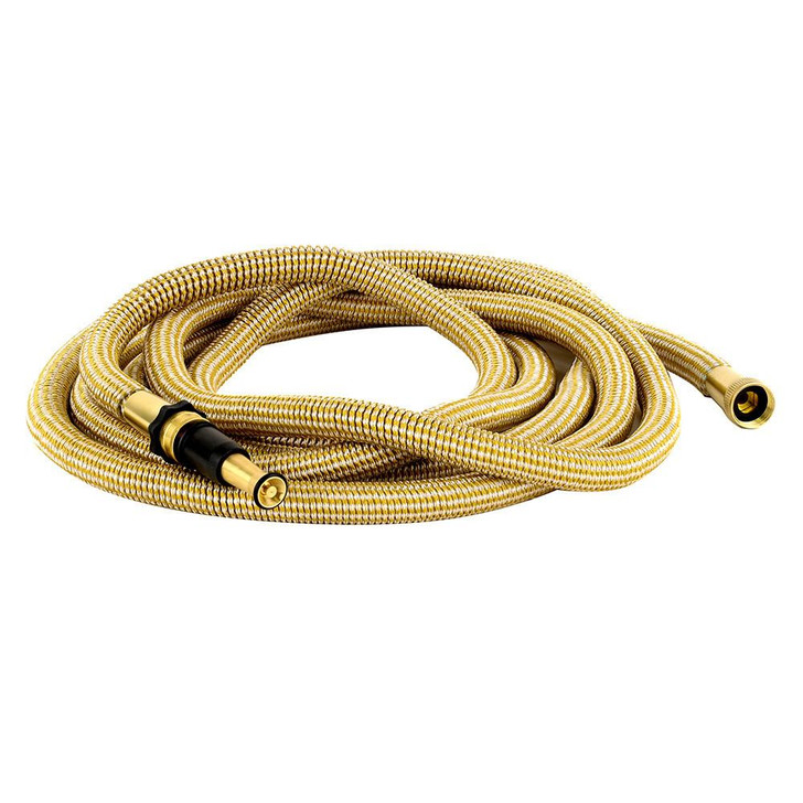  HoseCoil 75' Expandable PRO w/Brass Twist Nozzle & Nylon Mesh Bag - Gold/White 