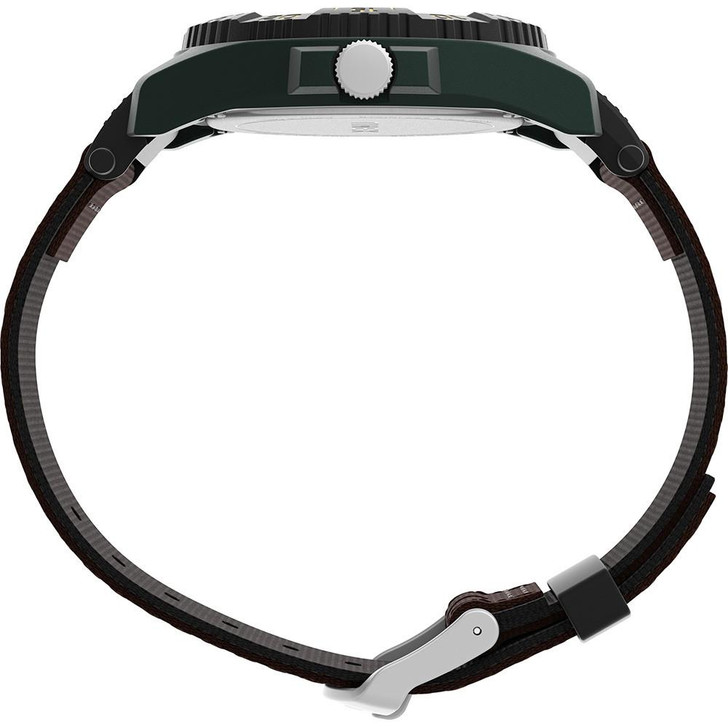  Timex Expedition Acadia Rugged Black Resin Case - Natural Dial - Brown/Black Fabric Strap 