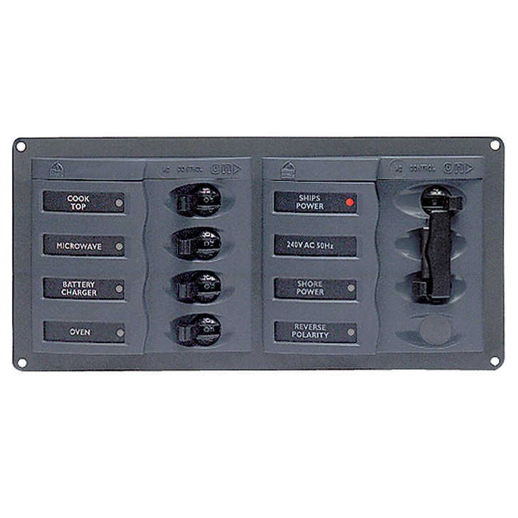 BEP Marine BEP AC Circuit Breaker Panel w/o Meters, 4 Way Panel 2 Mains - 110V 