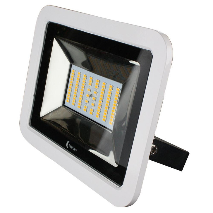 Lunasea Lighting Lunasea 35W Slimline LED Floodlight, 120/240VAC Only, Cool White, 4500 Lumens, 3' Cord - White Housing 