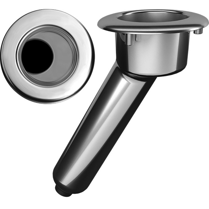 Mate Series Elite Screwless Stainless Steel 30° Rod & Cup Holder - Drain - Round Top