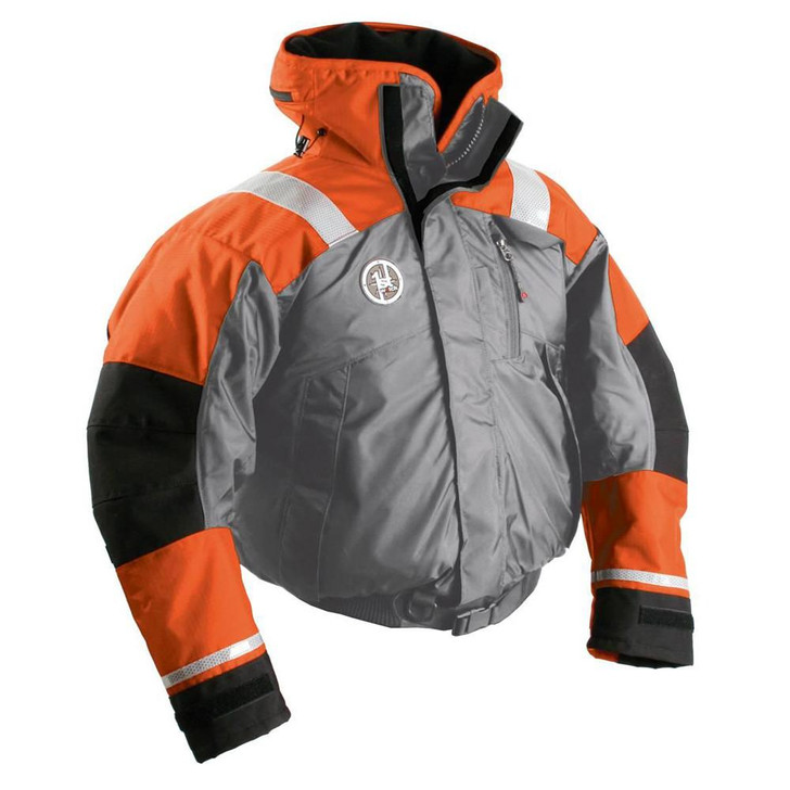  First Watch AB-1100 Flotation Bomber Jacket - Orange/Grey - Small 