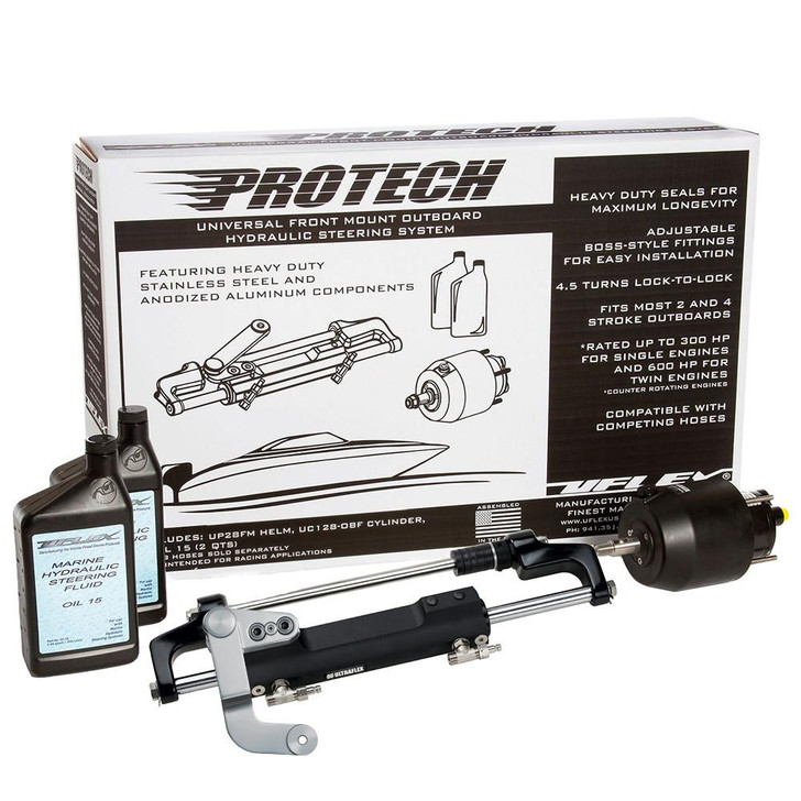 Uflex USA Uflex PROTECH 3.1 Front Mount OB Hydraulic System - Includes UP28 FM Helm, Oil & UC128-TS/3 Cylinder - No Hoses 
