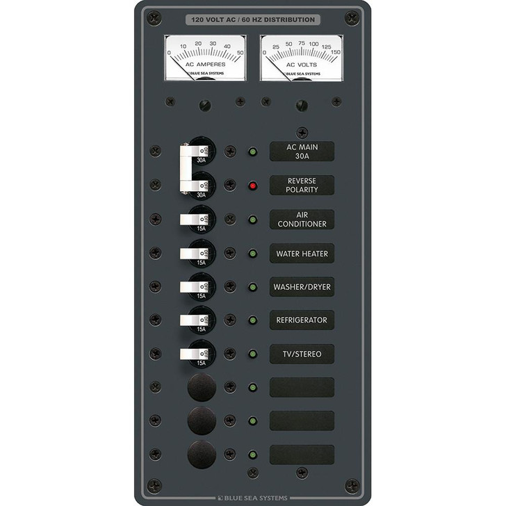Blue Sea Systems Blue Sea 8074 AC Main +8 Positions Toggle Circuit Breaker Panel - White Switches 