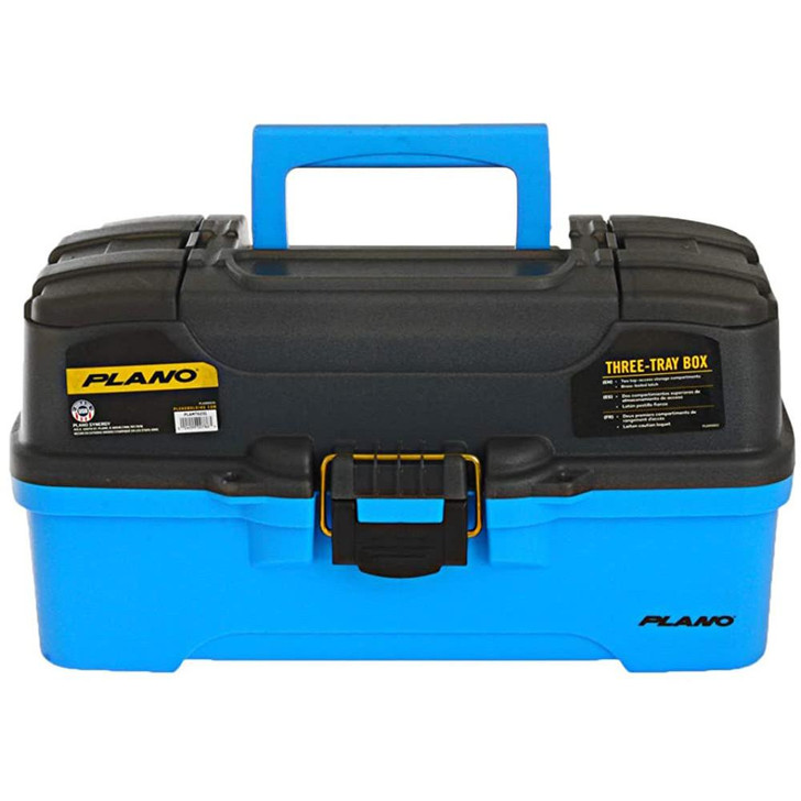  Plano 3-Tray Tackle Box w/Dual Top Access - Smoke & Bright Blue 