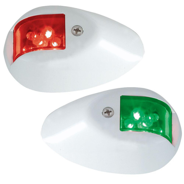  Perko LED Side Lights - Red/Green - 12V - White Epoxy Coated Housing 