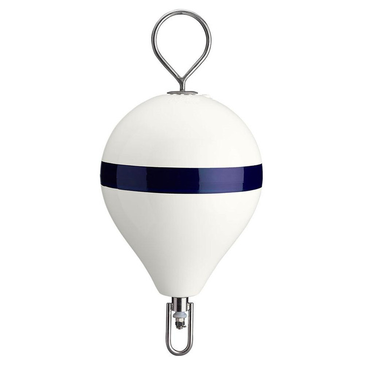 Polyform U.S. Polyform 13.5" CM Mooring Buoy w/SS Iron - White Blue Stripe 