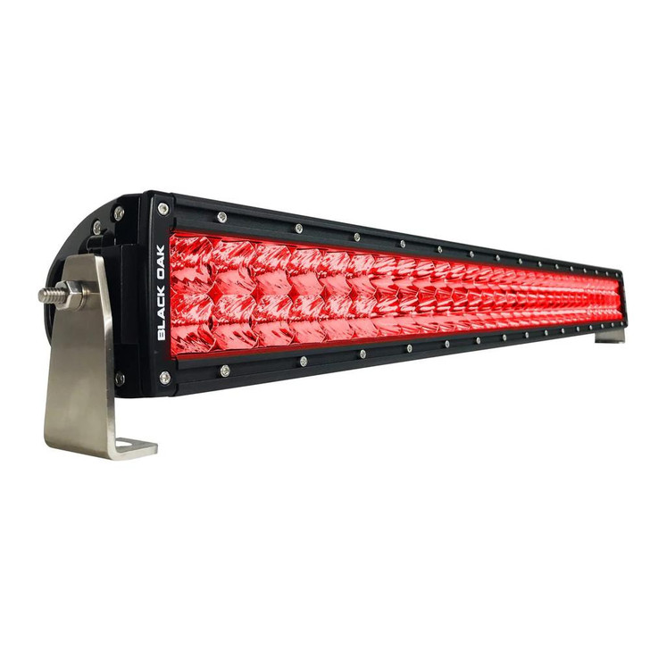 Black Oak LED Black Oak Curved Double Row Combo Red Predator Hunting 30" Light Bar - Black 