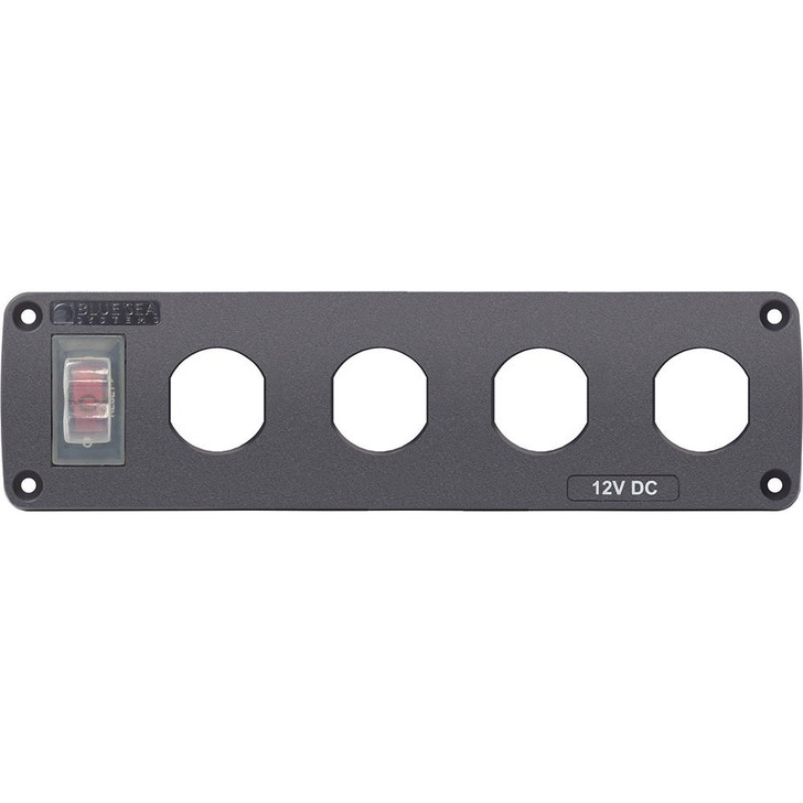 Blue Sea Systems Blue Sea Water Resistant USB Accessory Panel - 15A Circuit Breaker, 4x Blank Apertures 