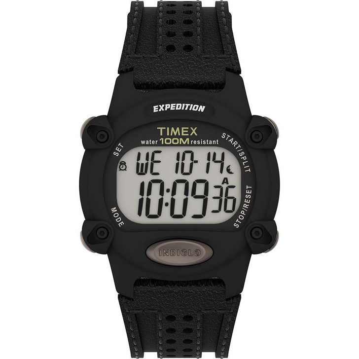  Timex Expedition Chrono 39mm Watch - Black Leather Strap 