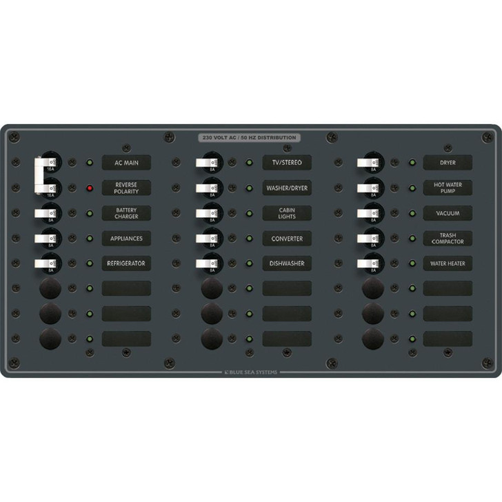 Blue Sea Systems Blue Sea 8565 Breaker Panel - AC Main + 22 Positions (European) - White 