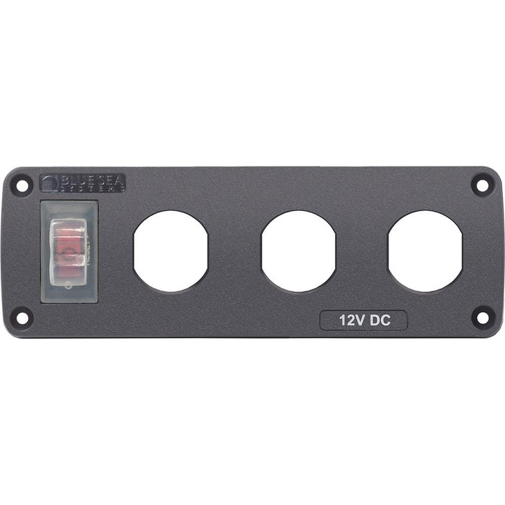 Blue Sea Systems Blue Sea 4367 Water Resistant USB Accessory Panel - 15A Circuit Breaker, 3x Blank Apertures 