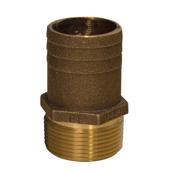  GROCO 1" NPT x 1-1/4" Bronze Full Flow Pipe to Hose Straight Fitting 