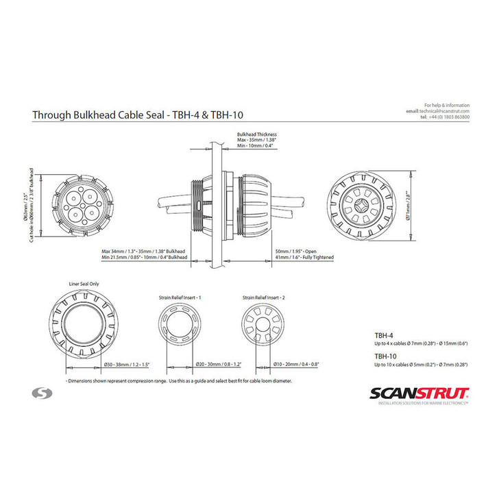  Scanstrut TBH-4 Through Bulkhead Cable Seal 