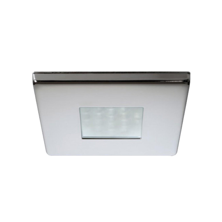  Quick Edwin C Downlight LED -  2W, IP66, Screw Mounted - Square Stainless Bezel, Square Warm White Light 