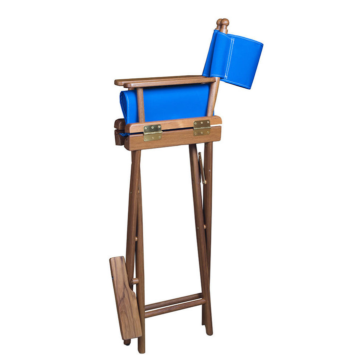  Whitecap Captain's Chair w/Blue Seat Covers - Teak 