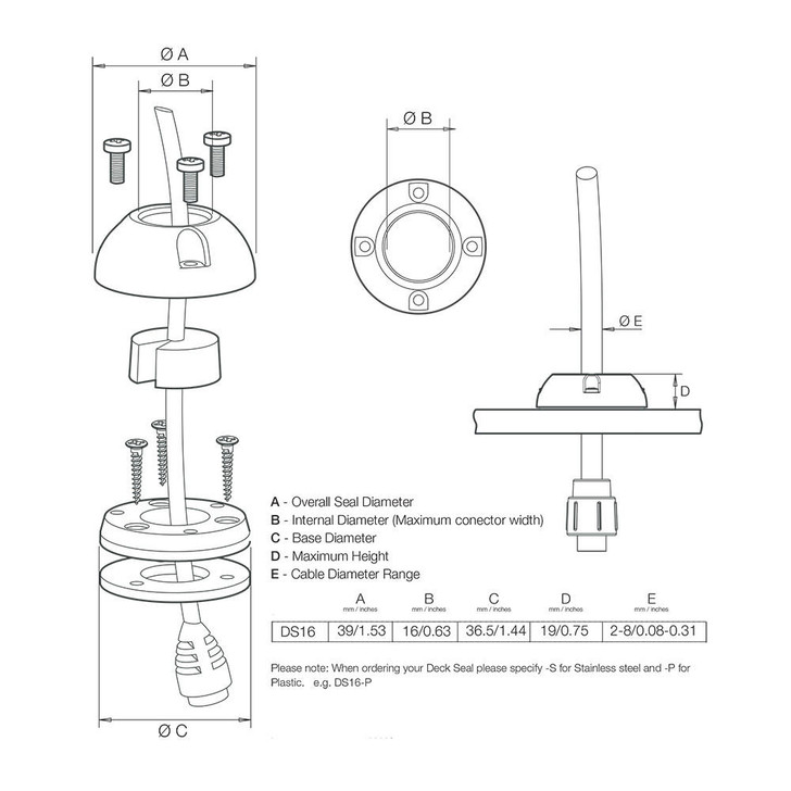  Scanstrut DS16-P Vertical Cable Seal 