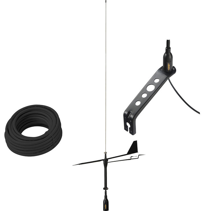 Glomex Marine Antennas Glomex Black Swan VHF Antenna w/Wind Indicator & 66' Coax Cable 