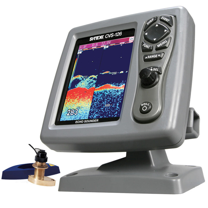  SI-TEX CVS-126 Dual Frequency Color Echo Sounder w/B744V Thru-Hull Transducer 