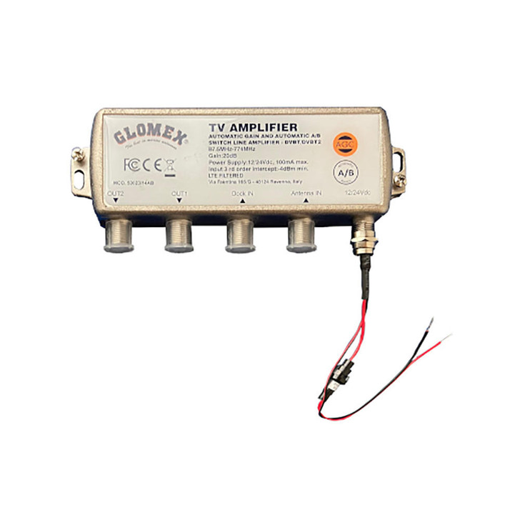 Glomex Marine Antennas Glomex Automatic Gain Control Amplifier w/Automatic A/B Switch - 12/24VDC - 2 Outputs 