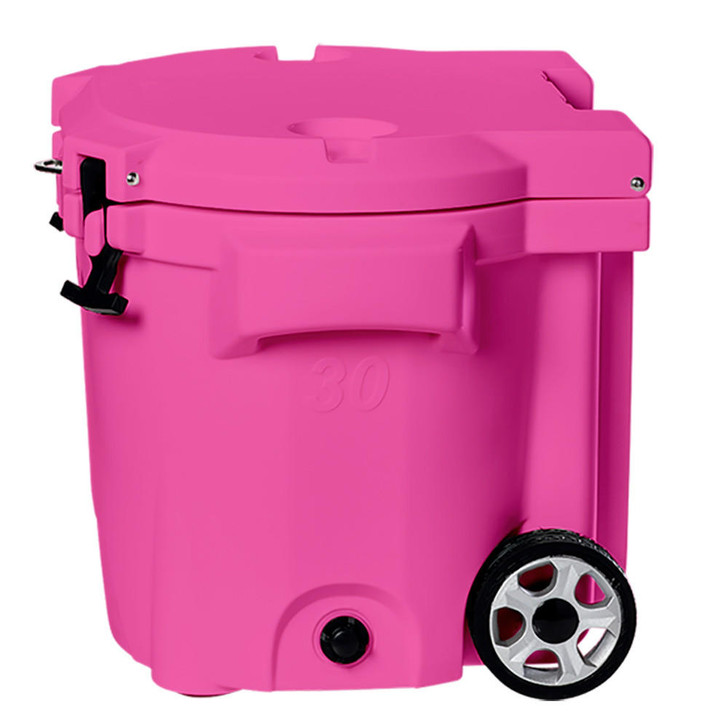  LAKA Coolers 30 Qt Cooler w/Telescoping Handle & Wheels - Pink 