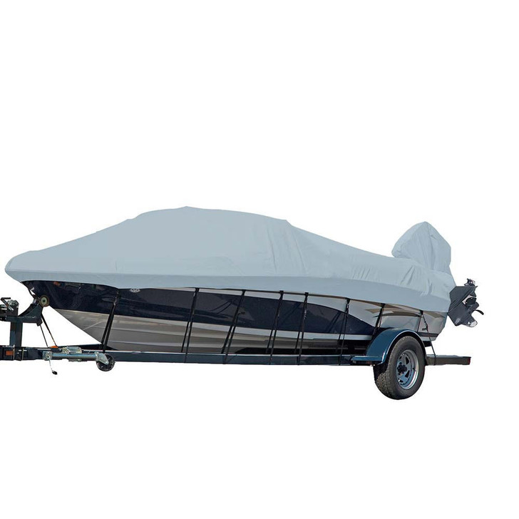 Carver by Covercraft Carver Sun-DURA® Styled-to-Fit Boat Cover f/19.5' V-Hull Runabout Boats w/Windshield & Hand/Bow Rails - Grey 