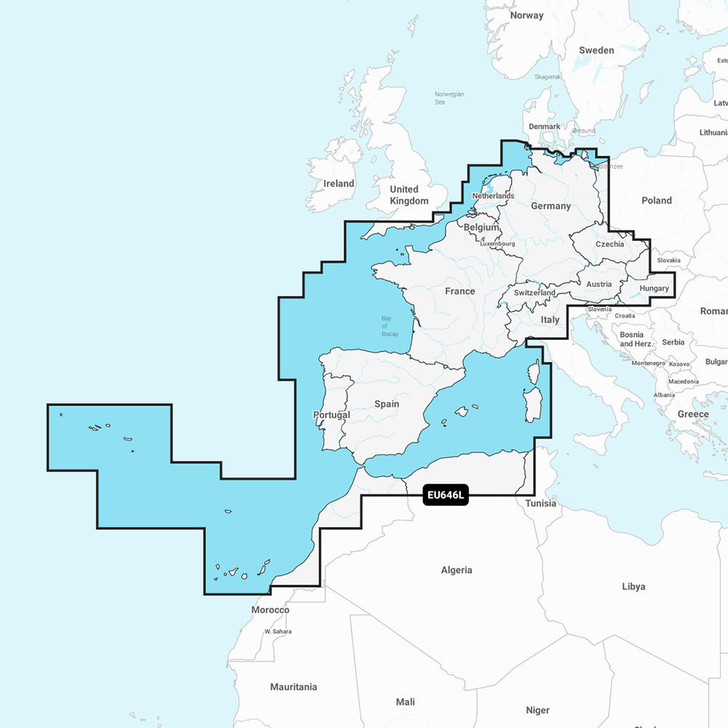  Garmin Navionics+ NSEU646L - Europe, Central & West - Marine Chart 