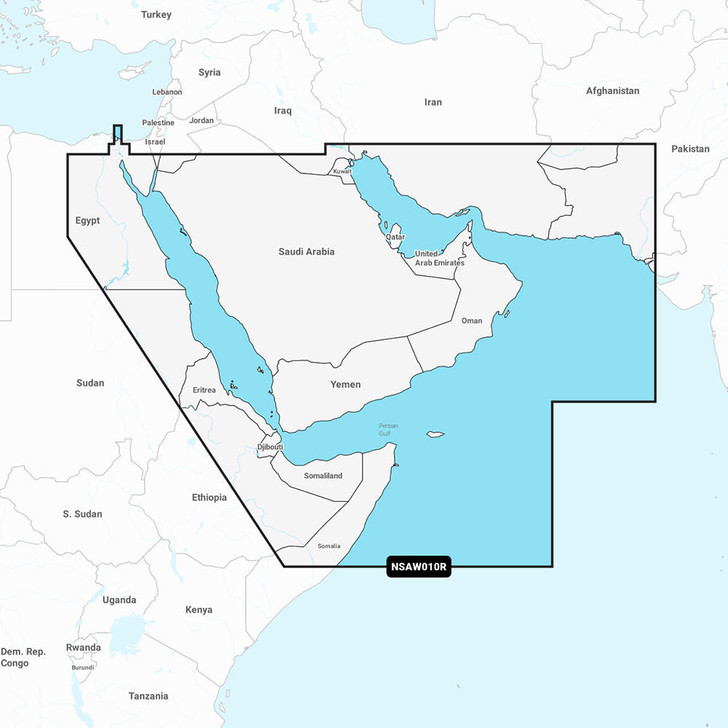  Garmin Navionics+ NSAW010R - The Gulf & Red Sea - Marine Chart 