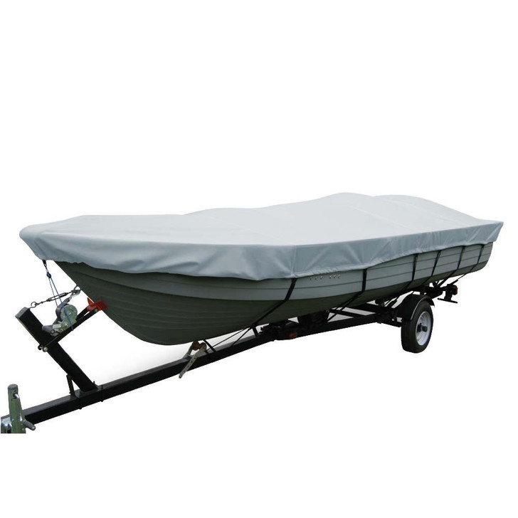 Carver by Covercraft Carver Poly-Flex II Wide Series Styled-to-Fit Boat Cover f/13.5' V-Hull Fishing Boats Without Motor - Grey 