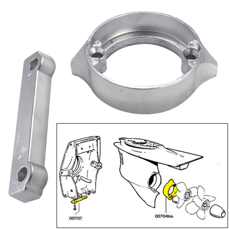  Tecnoseal Anode Kit w/Hardware - Volvo Duo-Prop 280 - Zinc 