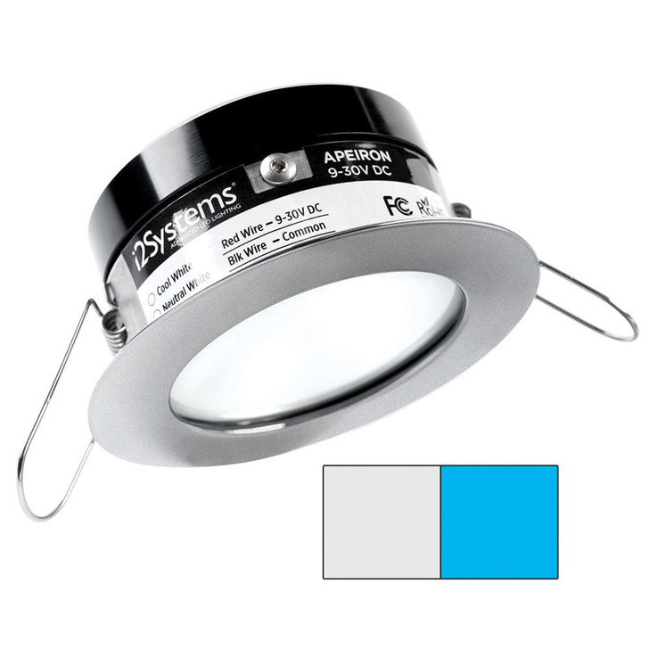 I2Systems Inc i2Systems Apeiron PRO A503 - 3W Spring Mount Light - Round - Cool White & Blue - Brushed Nickel Finish 