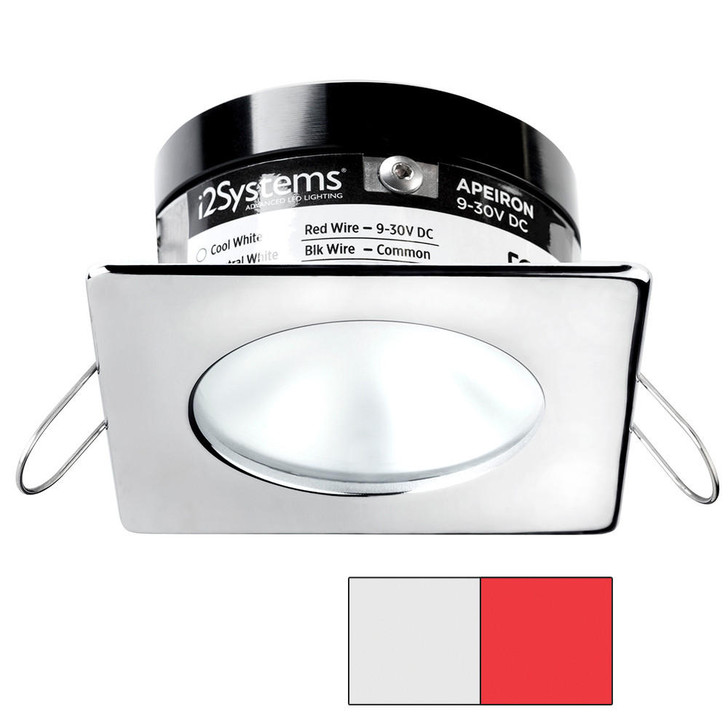 I2Systems Inc i2Systems Apeiron A503 3W Spring Mount Light - Square/Round - Cool White & Red - Polished Chrome Finish 