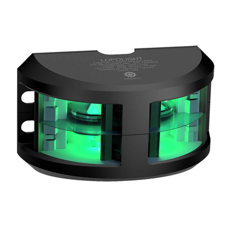  Lopolight Series 200-018 - Double Stacked Navigation Light - 2NM - Vertical Mount - Green - Black Housing 