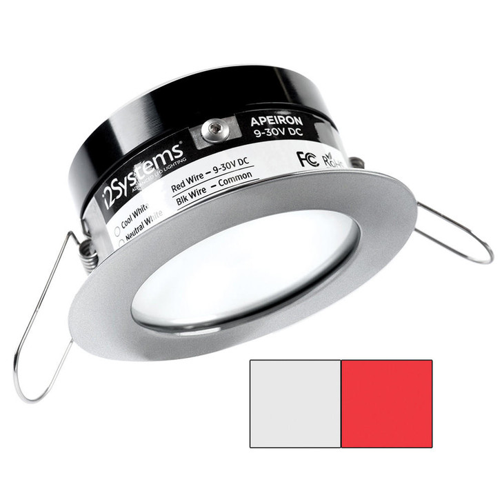 I2Systems Inc i2Systems Apeiron PRO A503 - 3W Spring Mount Light - Round - Cool White & Red - Brushed Nickel Finish 