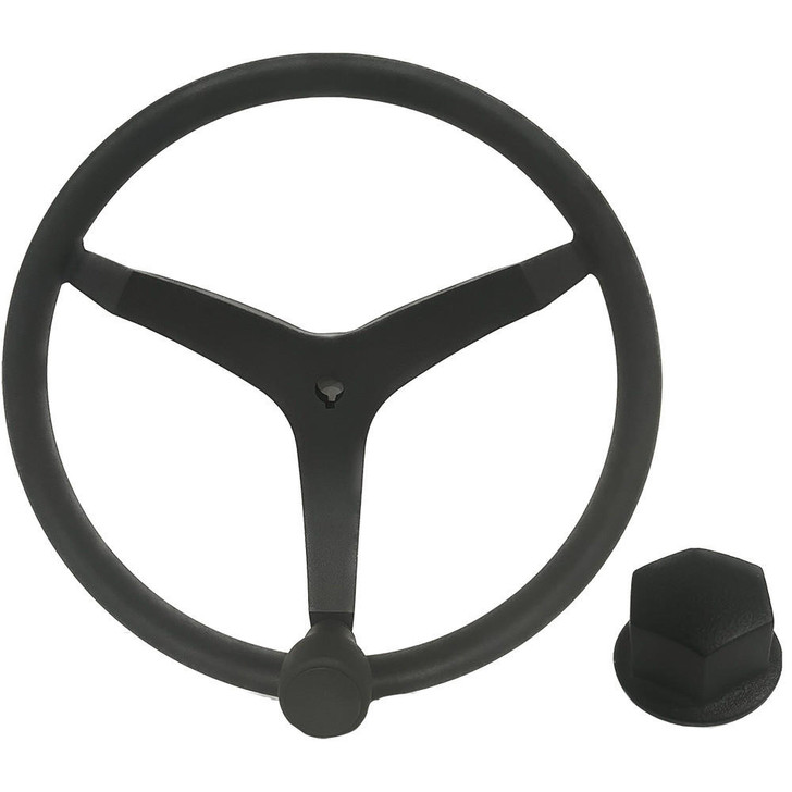 Uflex USA Uflex - V46 - 13.5" Stainless Steel Steering Wheel w/Speed Knob & Chrome Nut - Black 
