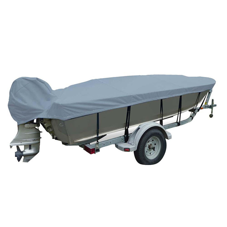 Carver by Covercraft Carver Poly-Flex II Narrow Series Styled-to-Fit Boat Cover f/15.5' V-Hull Fishing Boats - Grey 