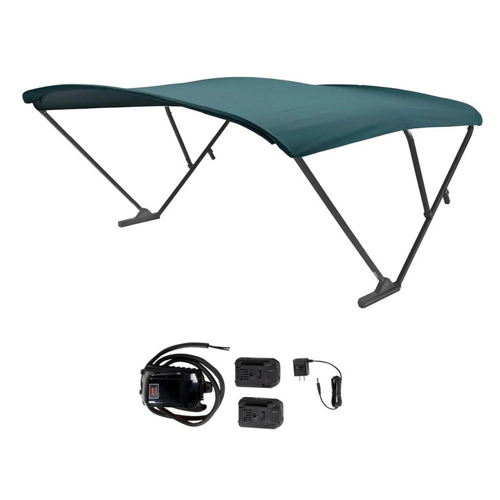  SureShade Battery Powered Bimini - Black Anodized Frame & Green Fabric 