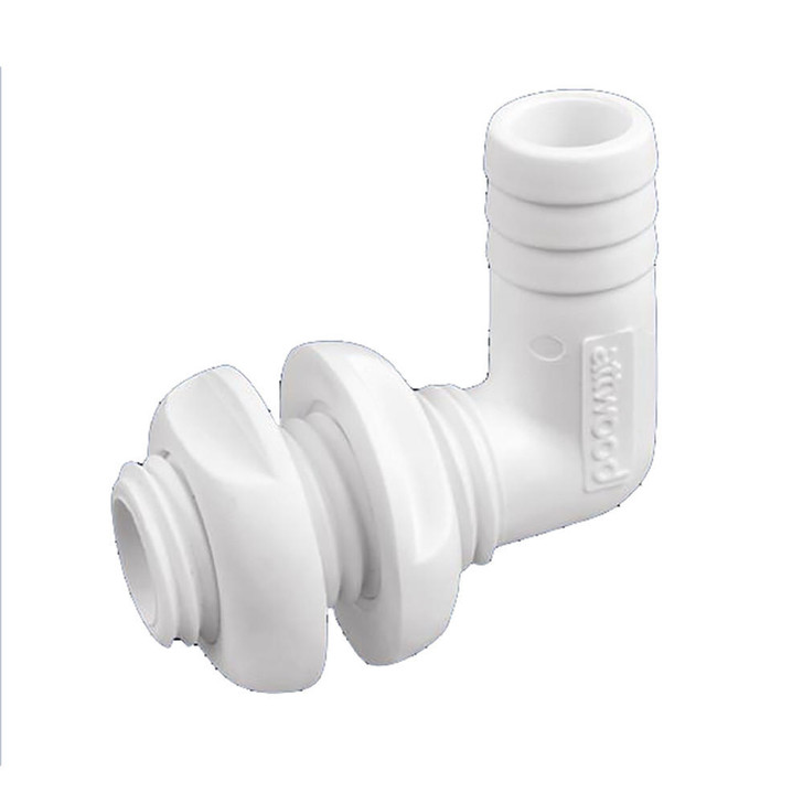 Attwood Marine Attwood White Plastic 90 Degree Thru-Hull Connector - 1-1/8" Inner Diameter 