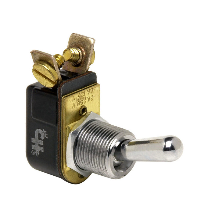  Cole Hersee Light Duty Toggle Switch SPST Off-On 2 Screw - Chrome Plated Brass 