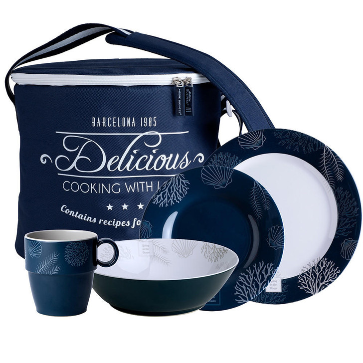  Marine Business Melamine Tableware & Basket - LIVING - Set of 16 