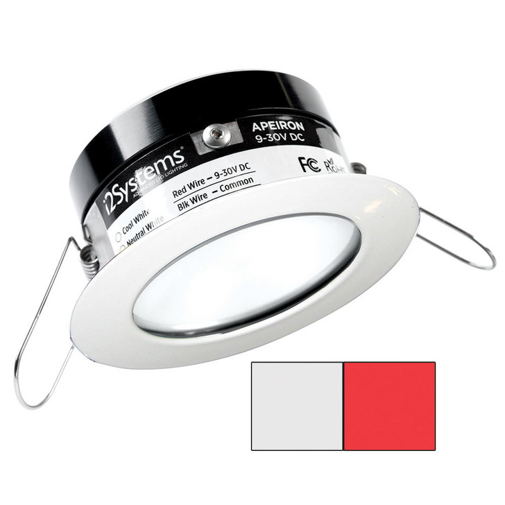 I2Systems Inc i2Systems Apeiron PRO A503 - 3W Spring Mount Light - Round - Cool White & Red - White Finish 