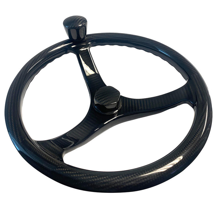  Schmitt Marine Carbon Fiber Primus Steering Wheel w/Santoprene Finger Grip - 13.5" Diameter - 3/4" Tapered Shaft w/Carbon Fiber Nut 