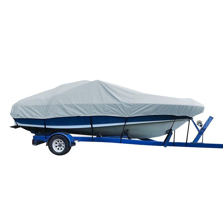 Carver by Covercraft Carver Sun-DURA® Styled-to-Fit Boat Cover f/23.5' V-Hull Low Profile Cuddy Cabin Boats w/Windshield & Rails - Grey 