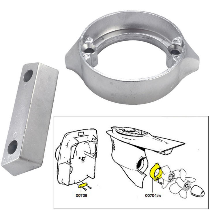  Tecnoseal Anode Kit w/Hardware - Volvo Duo-Prop 290 - Aluminum 