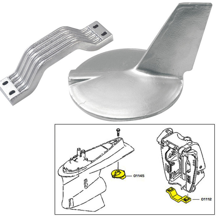  Tecnoseal Anode Kit w/Hardware - Yamaha 200-300HP Hi-Performance - Aluminum 