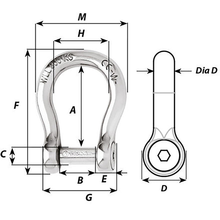 Wichard Marine Wichard Self-Locking Allen Head Pin Bow Shackle - 12mm Diameter - 15/32" 