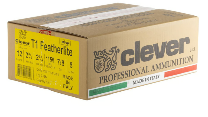 Clever T1 Featherlite 12ga 1oz #8 250/cs