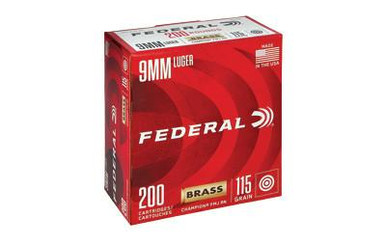 eral Champion Training Handgun Ammunition 9mm Luger 115 Gr FMJ 1125 Fps 200/ct Ammo